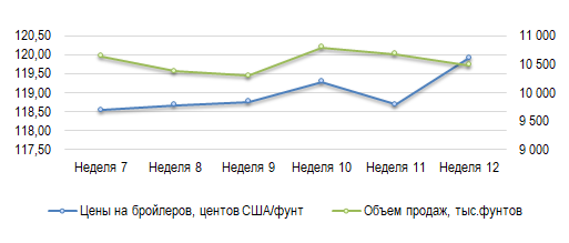 США: Обзор рынка бройлеров за 12 неделю от 23 марта 2026 года