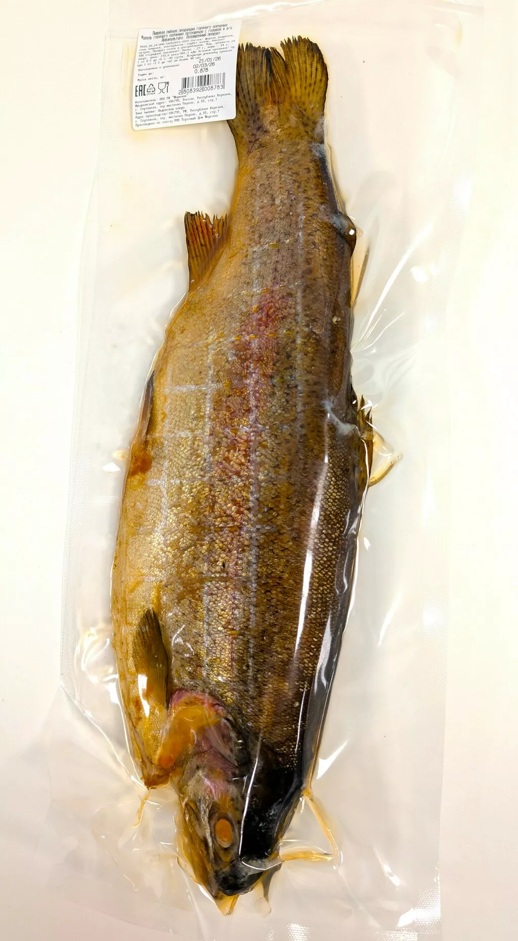 Фотография продукта Форель с головой г/к в/у - 0,6 -1,2 кг